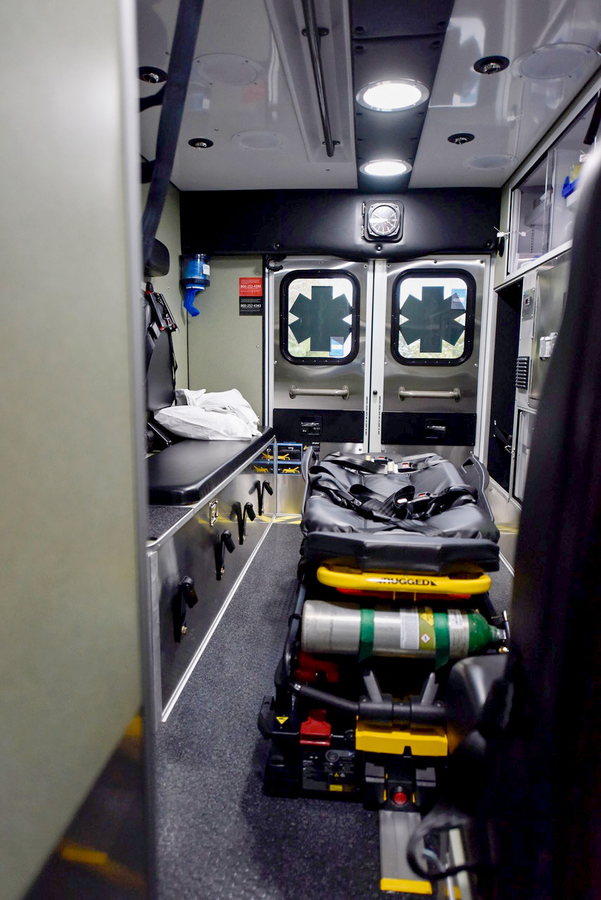 Image from the back of an ambulance